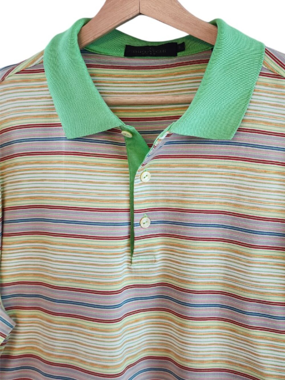 Bugatchi L Polo Multi Color Stripe Mercerized Egyptian Cotton Short Sleeve